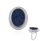 Blue Glitter Agate Silver Ring