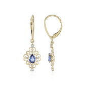 9K Unheated Ceylon Blue Sapphire Gold Earrings